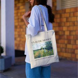 taking a walk near argenteuil tote bag -aesthetic tote bag,artsy tote bag,art tote bag,aesthetic tote,monet tote,monet t