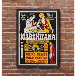 1930's marijuana propaganda poster-wall prints aesthetic,prints wall art,vintage posters,office wall art,marijuanna post