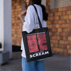 drew barrymore tote bag -scream tote,scream tote bag,scream bag,horror tote,horror tote bag,scream movie canvas bag,mich