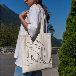 henri matisse inspired line art tote bag -aesthetic tote bag,artsy tote bag,art tote bag,aesthetic tote,matisse tote,mat