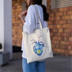 van gogh starry night almond blossoms tote bag-aesthetic tote bag,art tote,artsy tote bag,grunge tote bag,van gogh tote