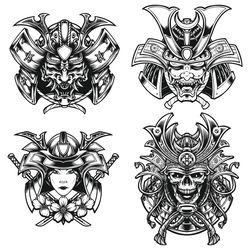 Samurai Svg, Ninja Svg, Samurai Mask Svg, Samurai Warrior Svg, Samurai Clipart, Skull Samurai Vectors