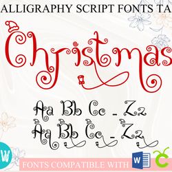 christmas font with tails | cursive font calligraphy font handwritten font merry christmas font for cricut word | otf