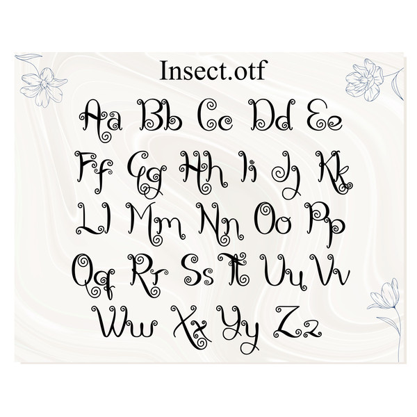 Insect Font with Tails Cursive font Calligraphy font Scrip Inspire
