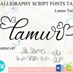 lamur font with hearts | cursive font, calligraphy font, script font, handwritten font, wedding font for cricut word