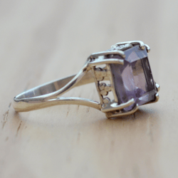 Amethyst Silver Engagement Ring Women Jewelry, Gemstone & Sterling Silver Ring Unique Jewelry, Handmade Gift For Her