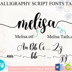 melisa font with tails | cursive font calligraphy font script font handwritten font wedding font for cricut word | otf