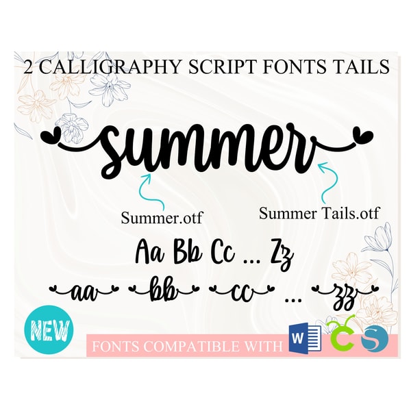 Summer Font With Tails Cursive Font Calligraphy Font Scrip Inspire Summer font with tails cursive font calligraphy font scrip inspire
