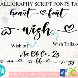 wish font with hearts | cursive font, valentines day font, script font, handwritten font, wedding font for cricut word