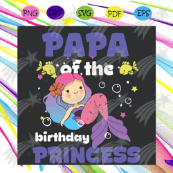 papa of the birthday princess mermaid bday girl family svg, fathers day svg, papa svg, papa birthday svg, mermaid svg, f