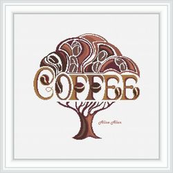 cross stitch pattern kitchen coffee tree silhouette beans drink monochrome brown counted crossstitch patterns pdf