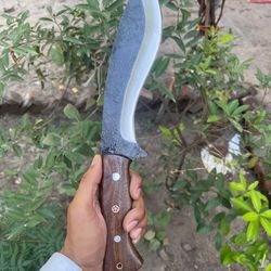 handmade 1095 carbon steel kukhri knife with rose wood handle. best bushcraft and survivalist knife. best gift for dad
