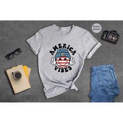 america vibes shirt, retro smiley face shirt, independence day shirt, funny patriotic shirt, memorial day shirt, retro 4