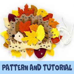 Autumn Hedgie, Fall toy, Lacing from felt,  PDF and SVG Pattern and Tutorial