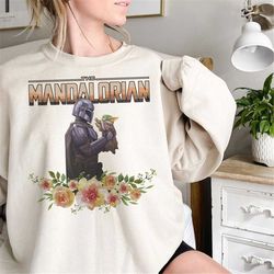 floral mandalorian grogu star wars sweatshirt, fathers day shirt gift, fathers day shirt gift, star wars shirt, mandalor