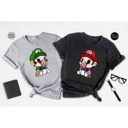 chibi mario & luigi shirt, cute super mario shirt, gift for gamer, super mario birthday shirt, mario bros shirt, super m