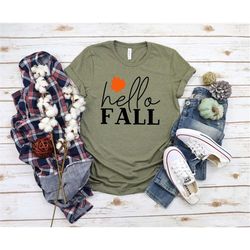 hello fall shirt,thankful shirt,fall tshirt,thankful pumpkin shirt,fall t-shirt for woman,thankful shirt, thanksgiving t