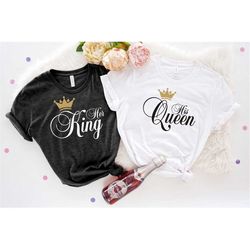 his queen her king shirts, honeymoon shirt, just married shirt, couples shirts,wedding shirt, bridal gift engagement,hus