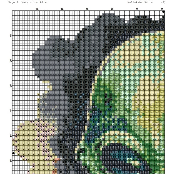 Alien Cross Stitch Pattern,Pdf Format,Watercolor,Instant Dow - Inspire ...