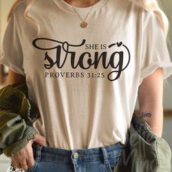 she is strong svg png, scripture svg, bible quote svg, bible verse svg, christian shi