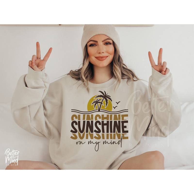 Sunshine On My Mind Svg Png, Summer Vacation Svg, Beach Vibes Svg, Beach Motivational svg, Positive Summer Svg, SVG PNG Sublimation - 4.jpg
