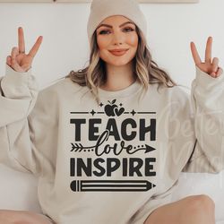 teach love inspire svg png, school svg, teacher appreciation svg, blessed teacher svg