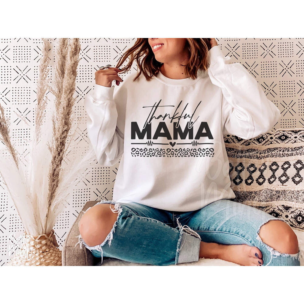 Thankful Mama SVG PNG, Thankful svg, Leopard Pattern, Thanksgiving svg, Thanksgiving Shirt svg, Blessed mama, Cricut Files, Silhouette Files - 1.jpg