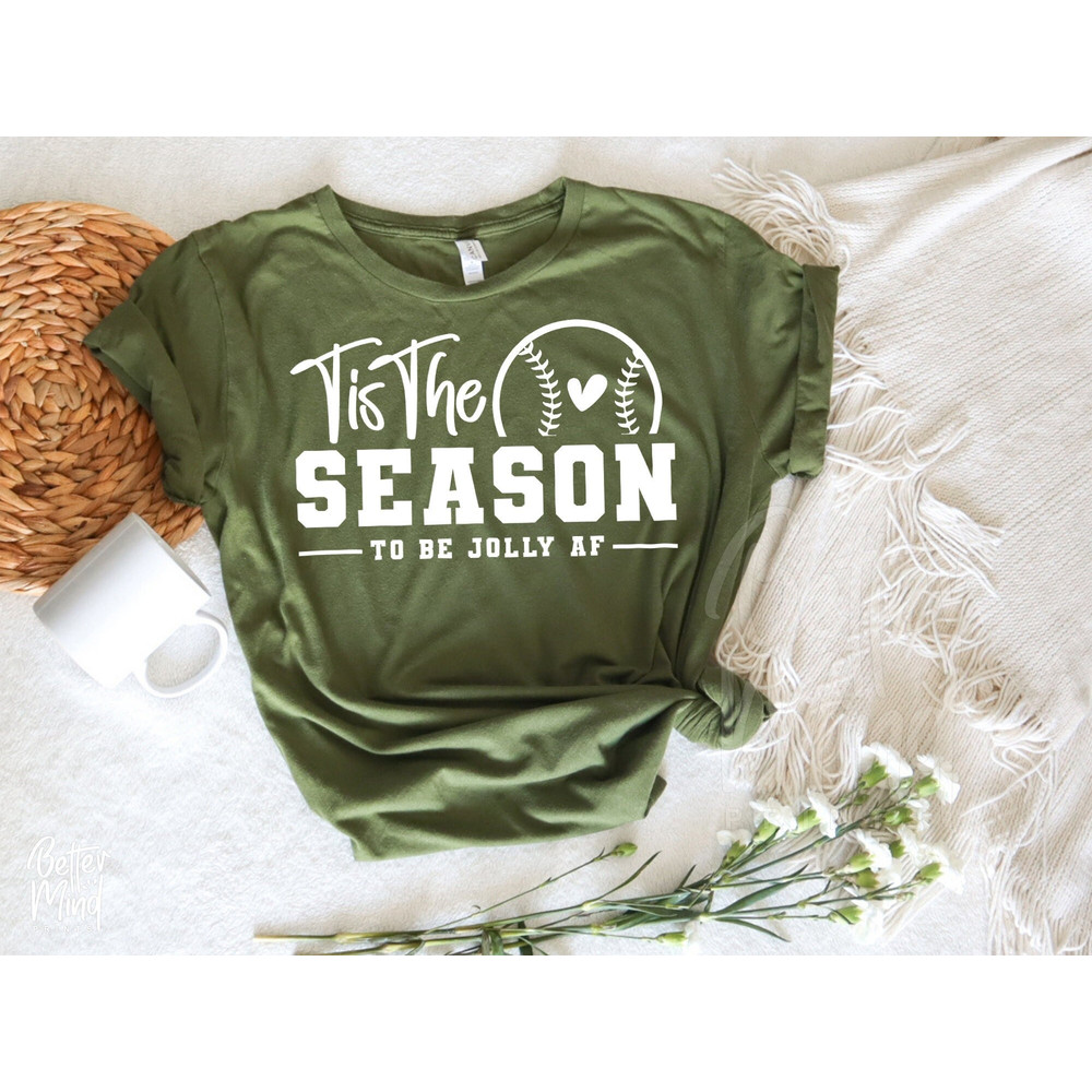 Tis The Season To Be Jolly AF, Holly Jolly SVG, Baseball Softball Svg, Baseball Mom Svg, Baseball Cut File, Cricut, Silhouette, Eps, Png - 1.jpg