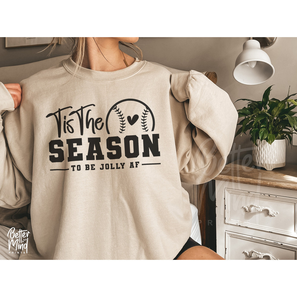 Tis The Season To Be Jolly AF, Holly Jolly SVG, Baseball Softball Svg, Baseball Mom Svg, Baseball Cut File, Cricut, Silhouette, Eps, Png - 2.jpg