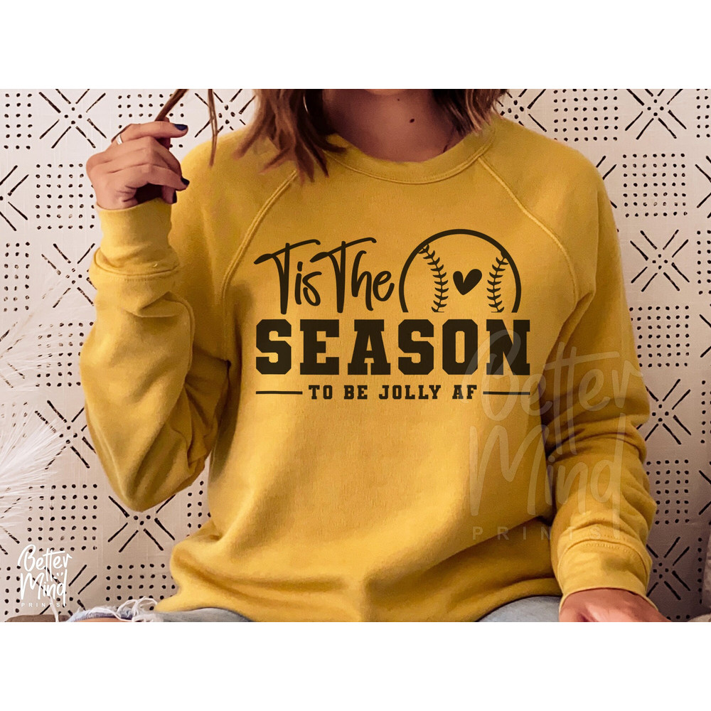 Tis The Season To Be Jolly AF, Holly Jolly SVG, Baseball Softball Svg, Baseball Mom Svg, Baseball Cut File, Cricut, Silhouette, Eps, Png - 3.jpg