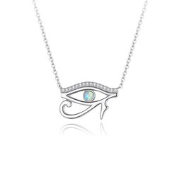 eye of horus necklace, eye of ra, sterling silver pendant with synthetic opal, egyptian jewelry