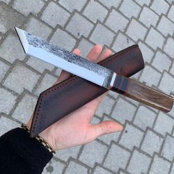 handmade 1095 steel beautiful tanto with wood handle, best gift for dad and son,