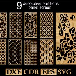 9 decorative ornament lattice vector laser cut file dxf, cdr, eps, svg vector / pattern panel templates vector cnc