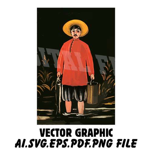 Niko Pirosmani "Fisher" Vector Digital File Ai,PDF,PDF,SVG,PNG fileS