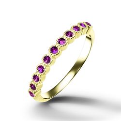 ruby ring - july birthstone - gemstone ring - gold ring - half eternity ring - delicate ring - stacking ring