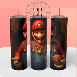 AI Mario 20oz & 30oz Skinny Tumbler, for Sublimation, Tumbler Wrap, PNG Instant Digital Download