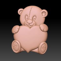 3D Model STL CNC Router and 3D Printing file Teddy bear with a heart