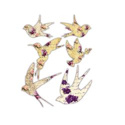 Digital Floral Birds Tags Banners Scrapbooking Journals Embellishment Cards Paper Crafts