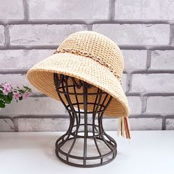 Straw sun hat Crochet stylish beach accessories