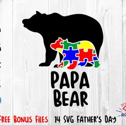 autism papa bear svg, autism dad svg, autism awareness svg, autism svg, autism vector, autism t shirt svg autism puzzle