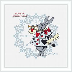 Cross stitch pattern Rabbit Clock Alice in Wonderland silhouette animal bunny hare counted crossstitch patterns PDF