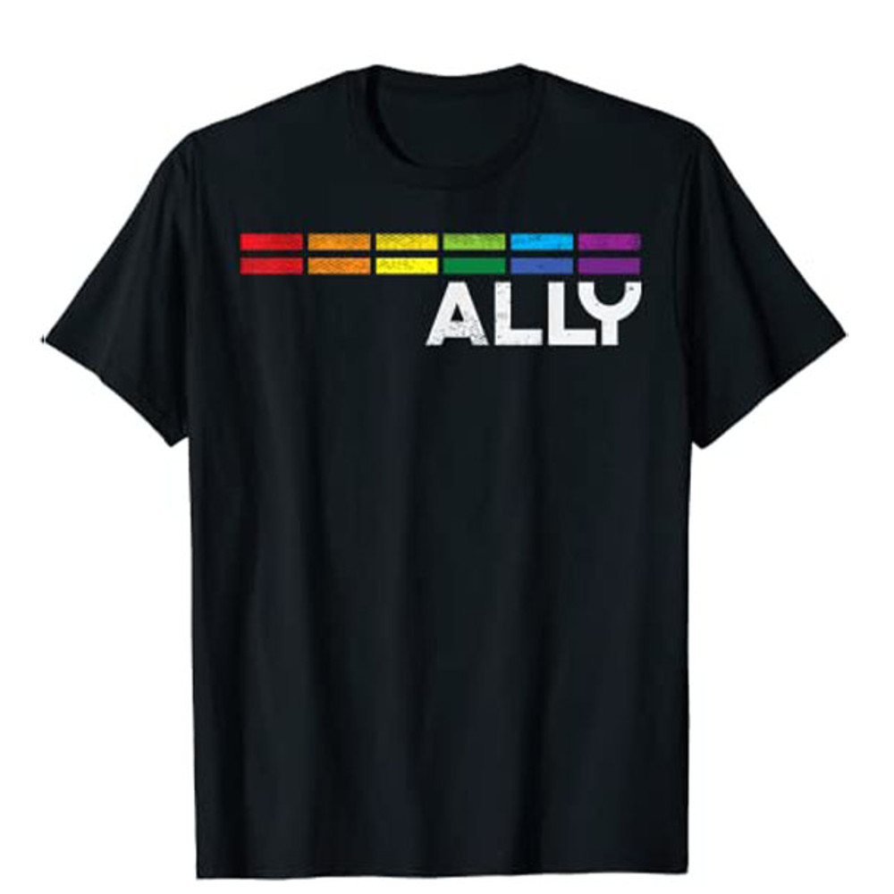 Proud Ally Bars Equality LGBTQ Rainbow Flag Gay Pride Ally T-Shirt.jpg