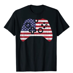 usa flag video game controller shirt 4th of july gamer gift t-shirt