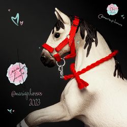 realistic schleich horse toy accessory miniature model horse tack halter and lead rope set mariephorses handmade red