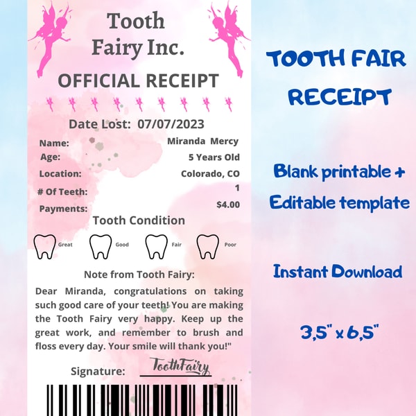 Editable Tooth Fairy Letter, Tooth Fairy Note, Tooth fairy R | Inspire ...