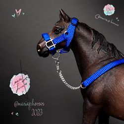 Realistic Schleich Royal Blue Halter and Lead Rope set model horse tack custom toy accessories handmade MariePHorses