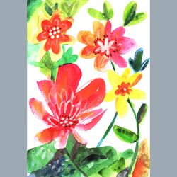 Watercolor floral painting digital download. Watercolor floral sketch painting digital print