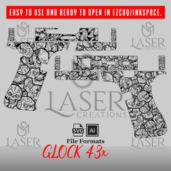 sm laser creations glock 43x skull design