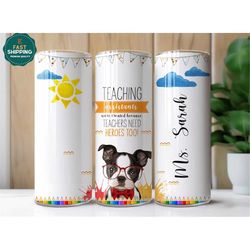 personalized teacher assistant tumbler, teacher assistant tumbler gift for teacher, teacher needs heros too tumbler for
