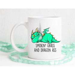 dragon mug, dragon gift, cute dragon, office mug, smoking grass and dragon, dishwasher safe dragon coffee mug